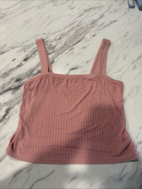 American Eagle Outfitters Ribbed Square-Neck Tank Top - Dusty Rose
